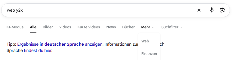 Suchergebnisseite mit Drop-down-Menü. Suchergebnisseite mit Drop-down-Menü.